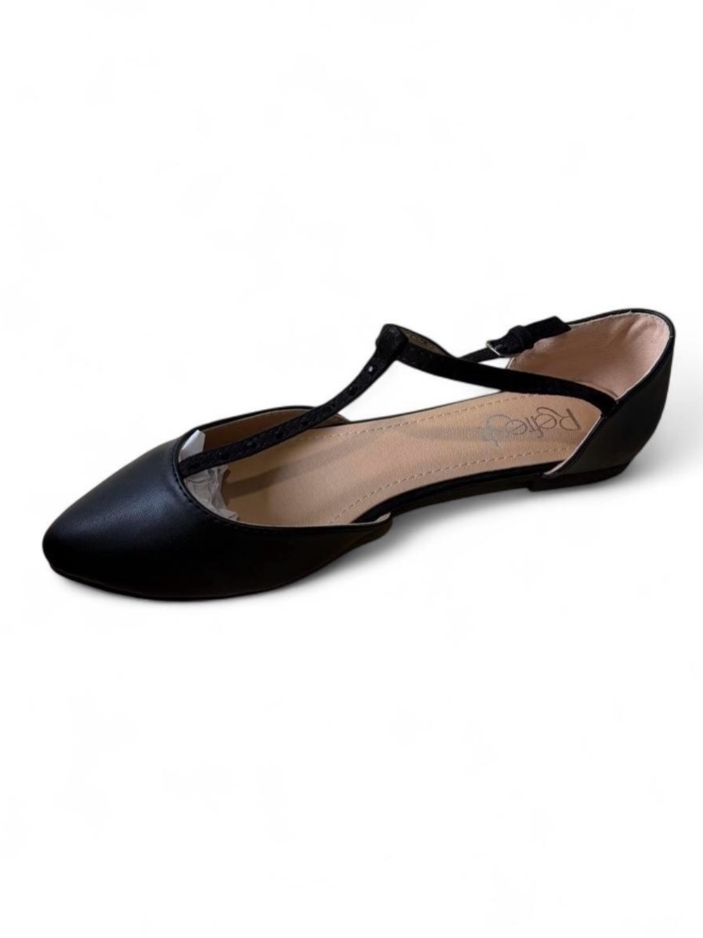 Refresh Black Women's T-Strap Pointed Toe Flat Mary Jane’s flats 8